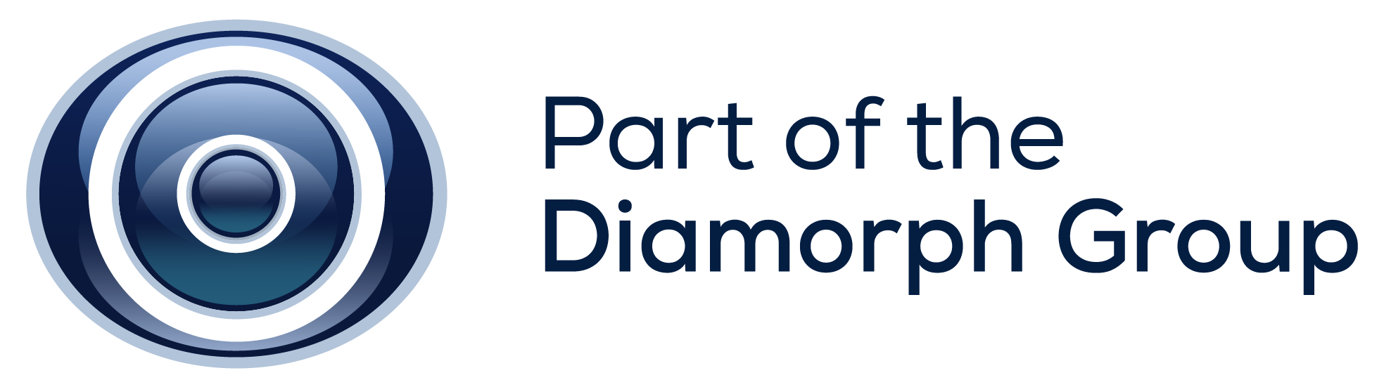 Circular blue logo next to text: Part of the Diamorph Group on a white background.
