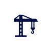 construction_icon Navy blue house-shaped keychain crafted from engineering plastics with a silver key attached, displayed on a white background.